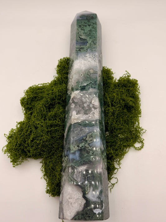 Moss Agate Obelisk