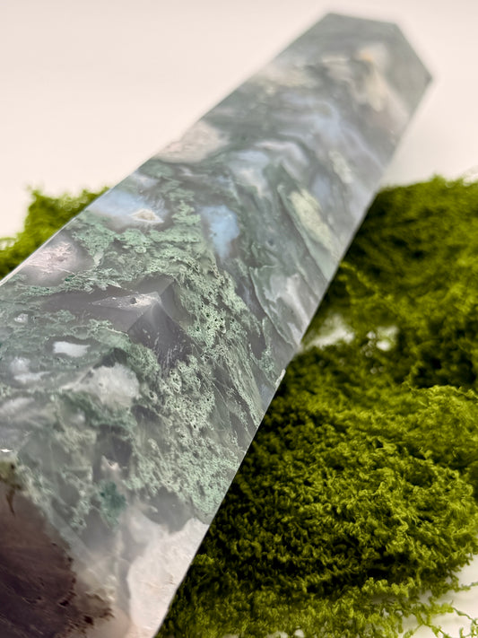 Moss Agate Obelisk