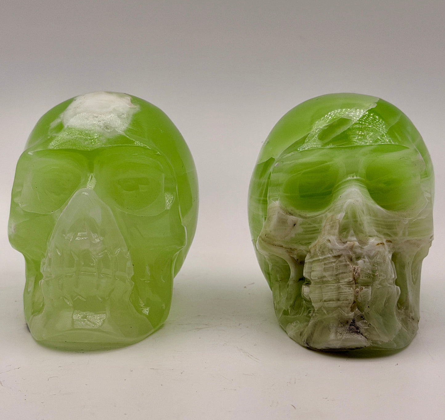 Pistachio Calcite Skulls