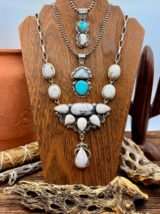 White Buffalo & turquoise Pendants