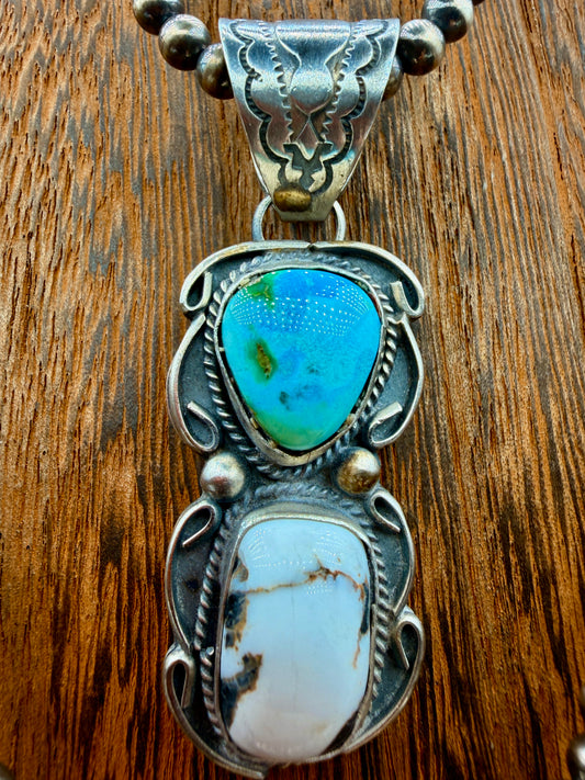 White Buffalo & turquoise Pendants