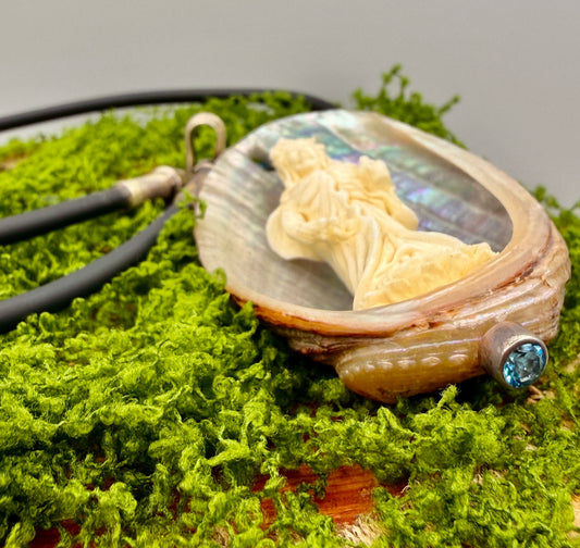 Quan Yin Bone & Shell Pendant