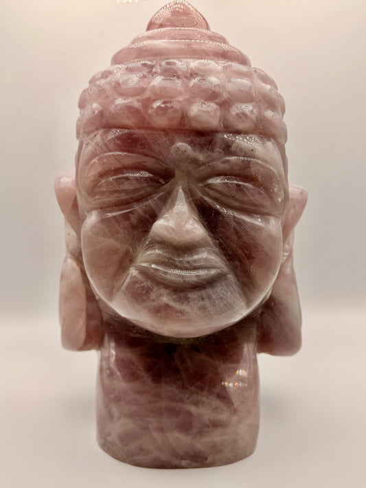 Giant Rose Quartz Buddha Head Altar