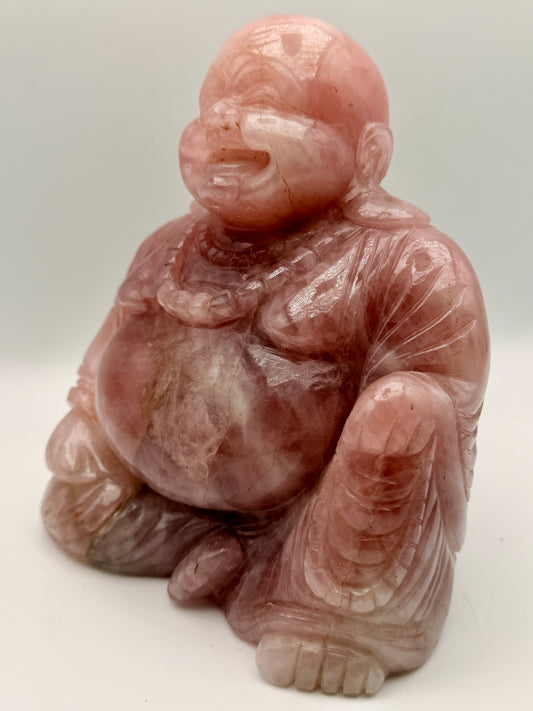Rose Quartz Laughing Buddha Altar
