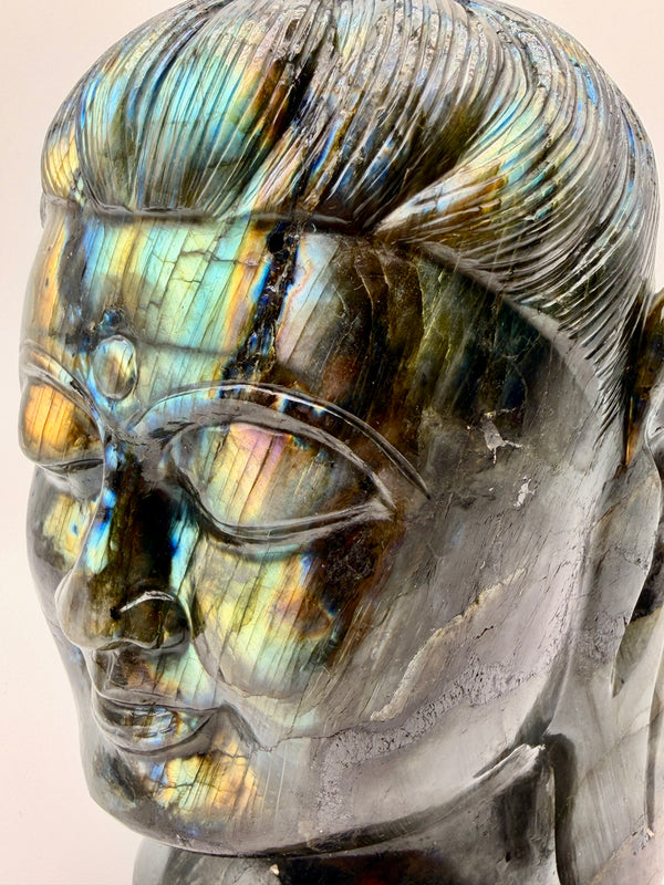 Labradorite Peaceful Buddha Head Altar