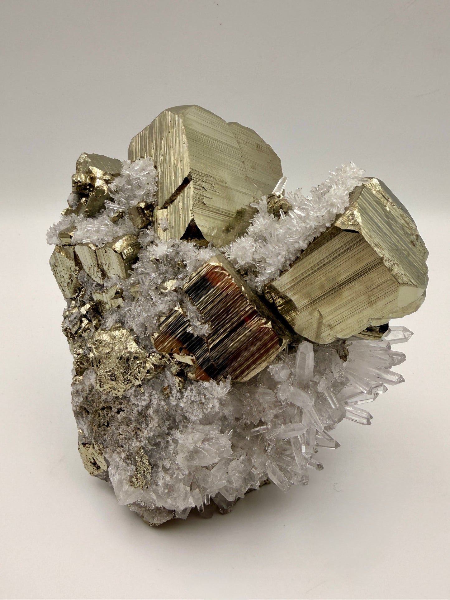 Pyrite Cubes and Quartz Points