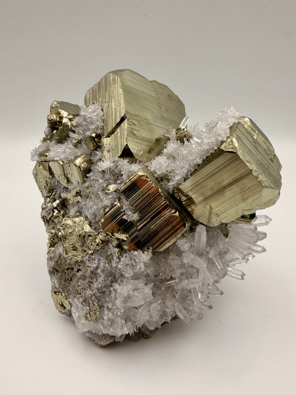 Pyrite Cubes and Quartz Points