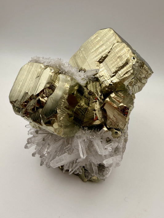 Pyrite Cubes and Quartz Points