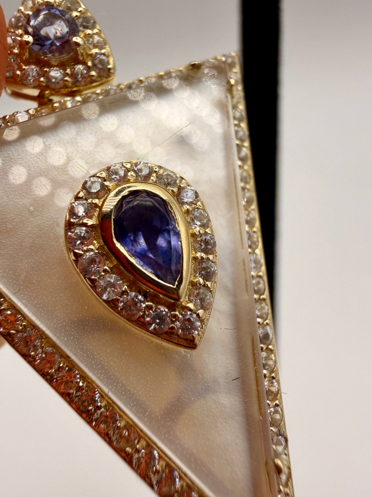 Mother of Pearl, Zircon, and Iolite Stud Earrings