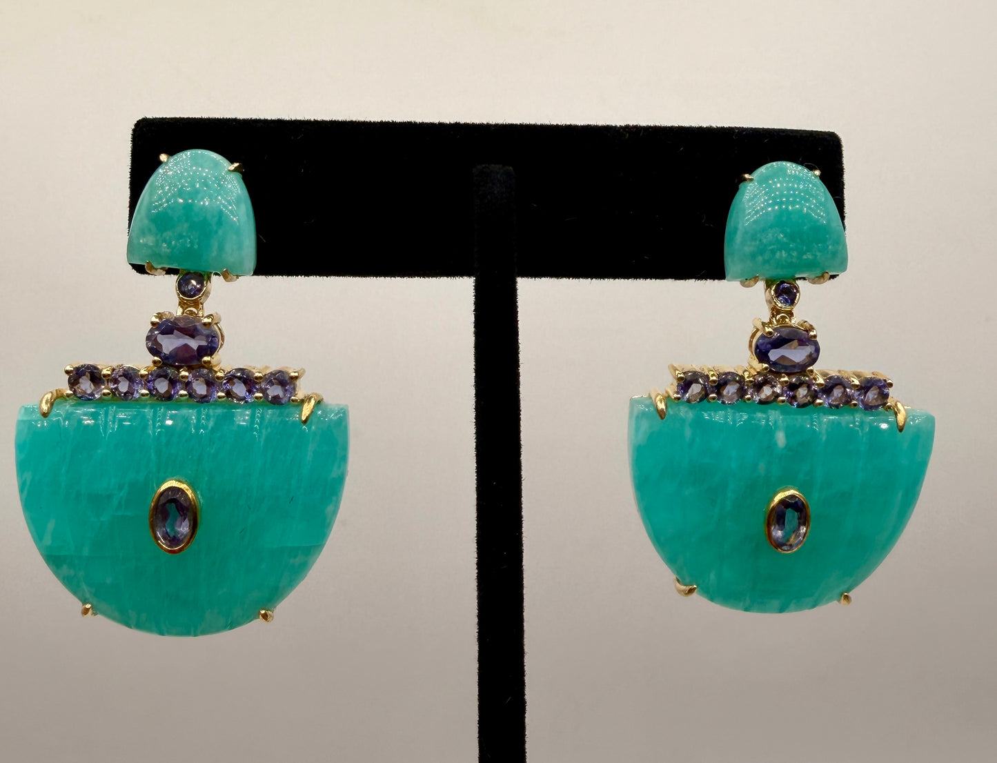 Amazonite and Iolite Stud Earrings