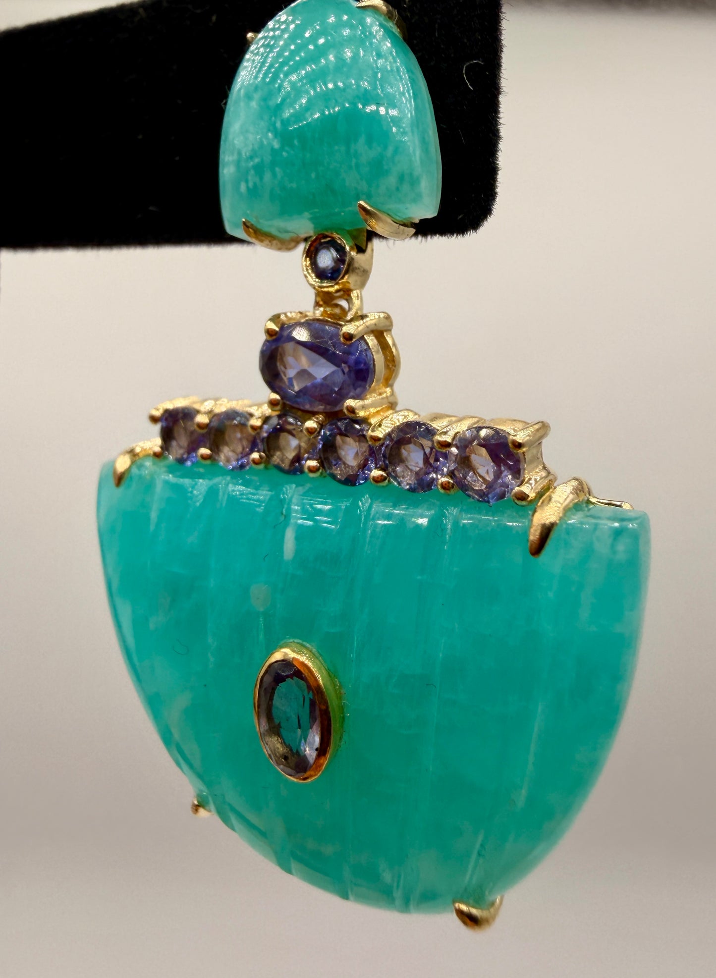 Amazonite and Iolite Stud Earrings