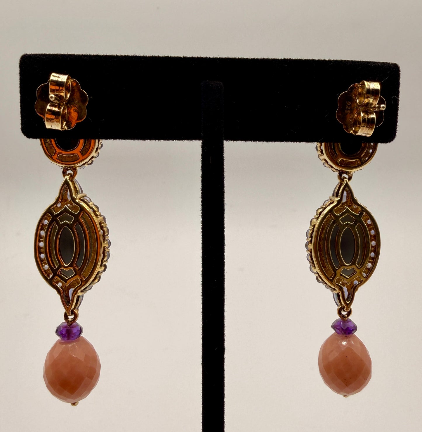 Amethyst, Blue Opal, and Tourmaline Stud Earrings