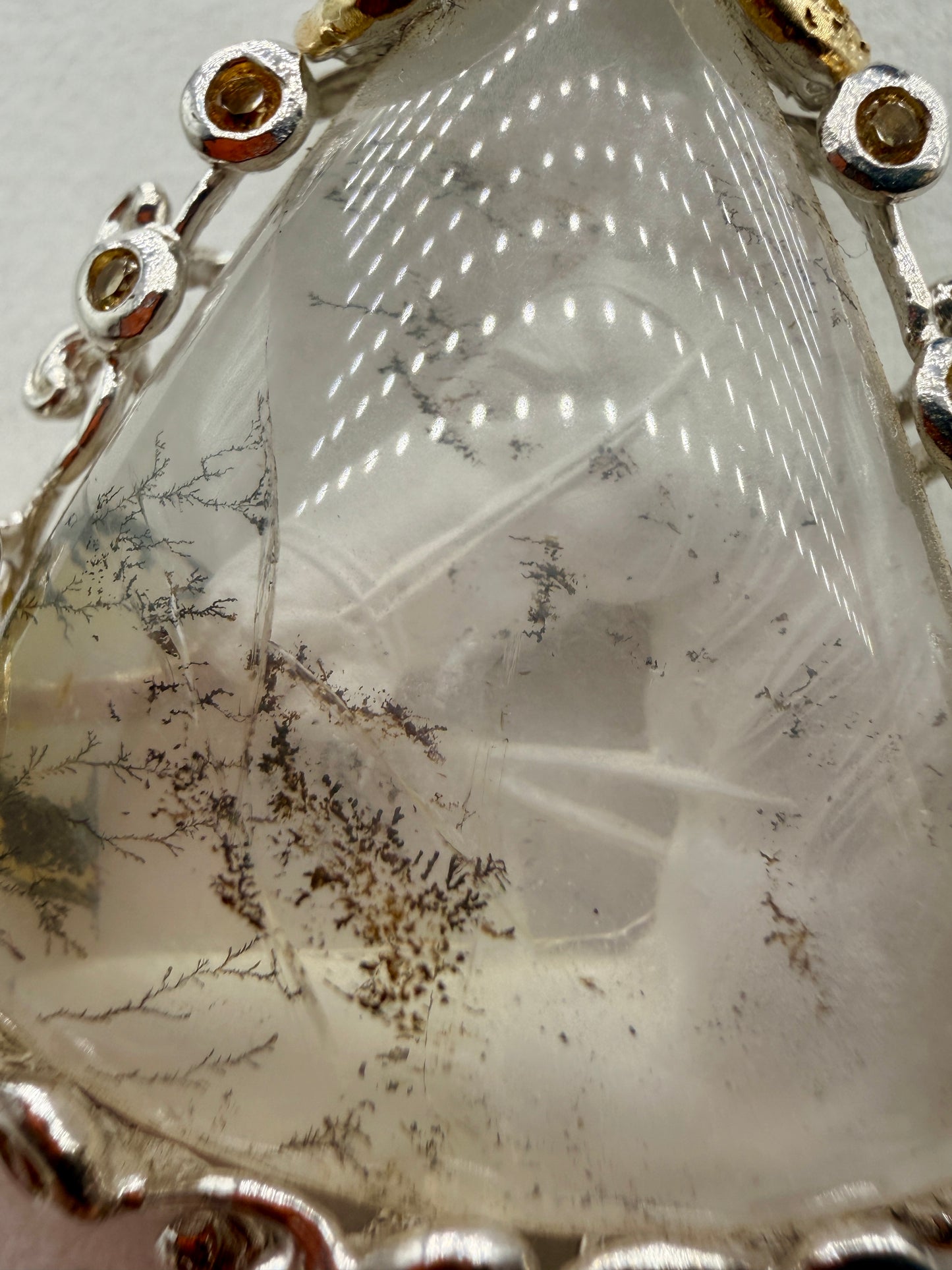 Horse Intaglio Dendritic Quartz and Citrine Pendant