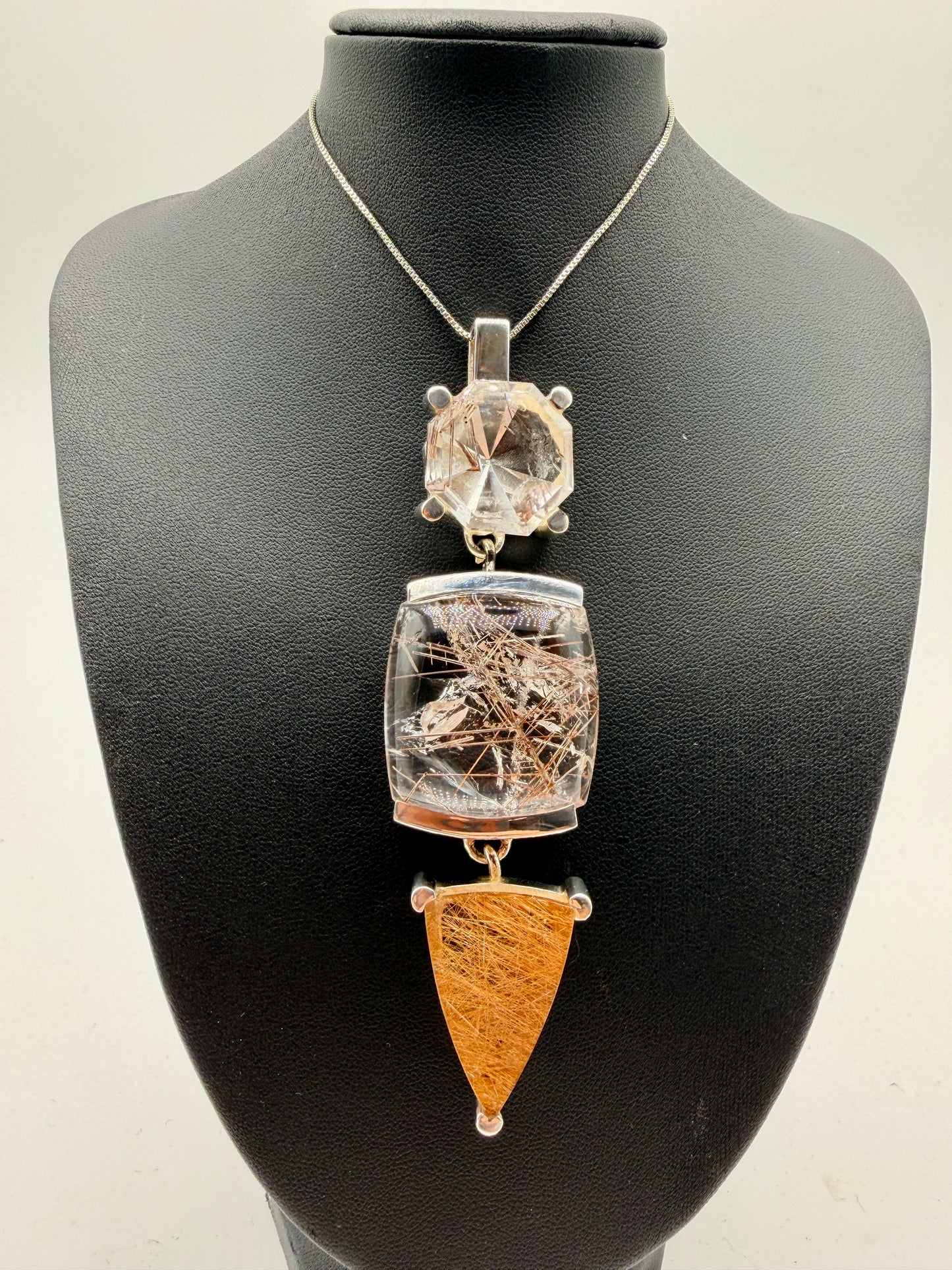 Rainbow Rutile in Quartz Pendants