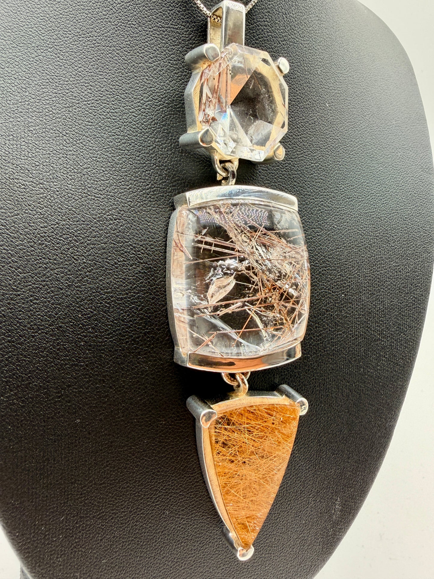 Rainbow Rutile in Quartz Pendants