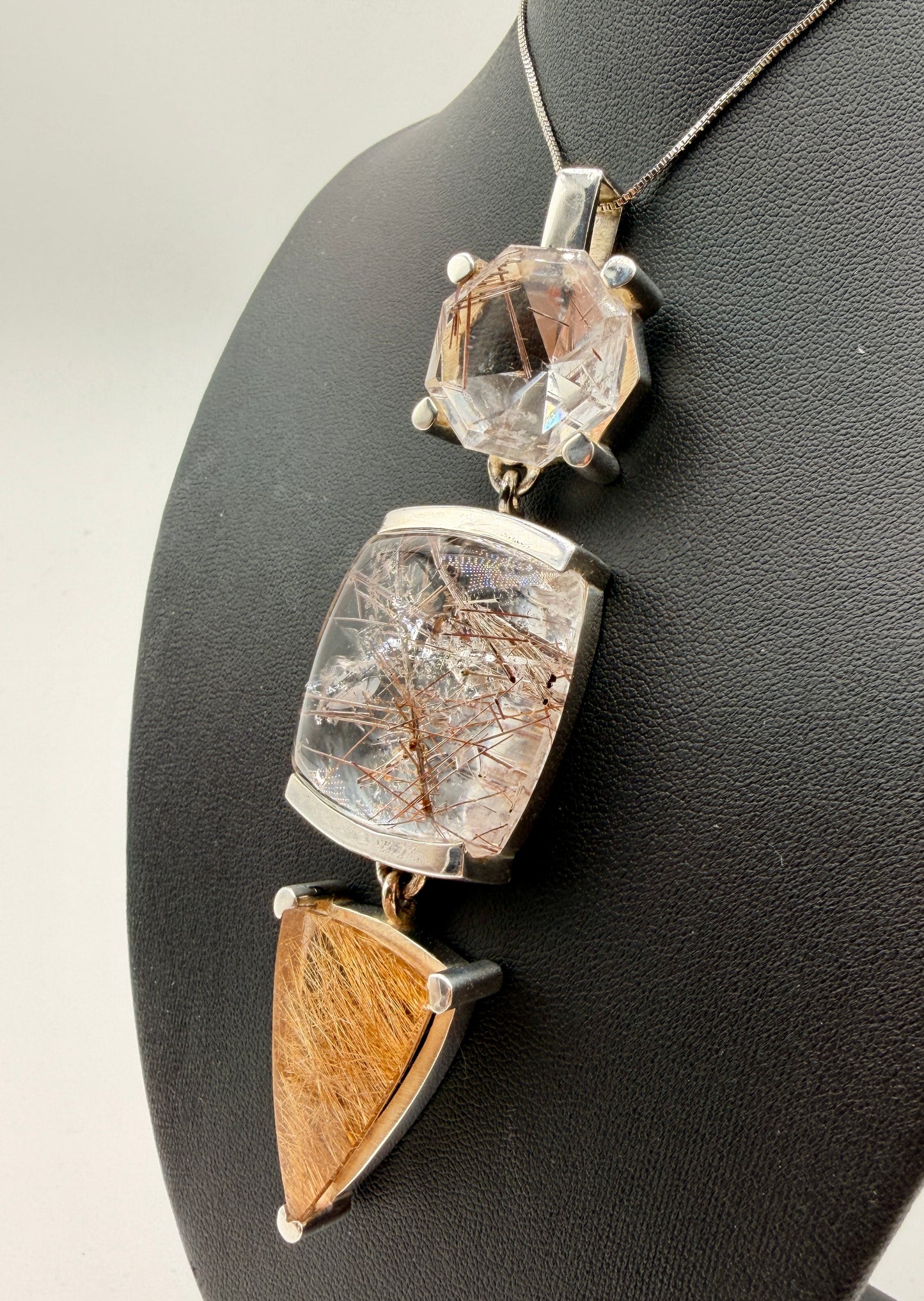 Rainbow Rutile in Quartz Pendants