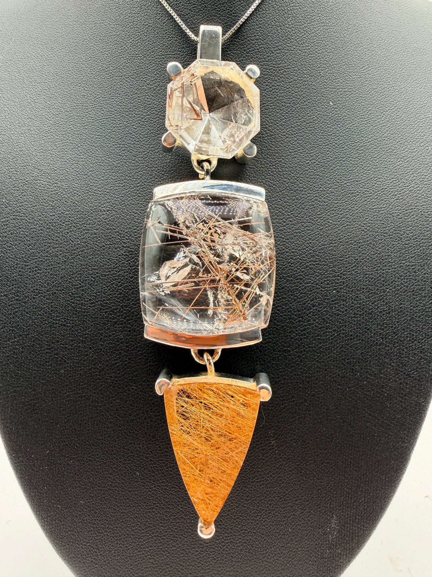 Rainbow Rutile in Quartz Pendants