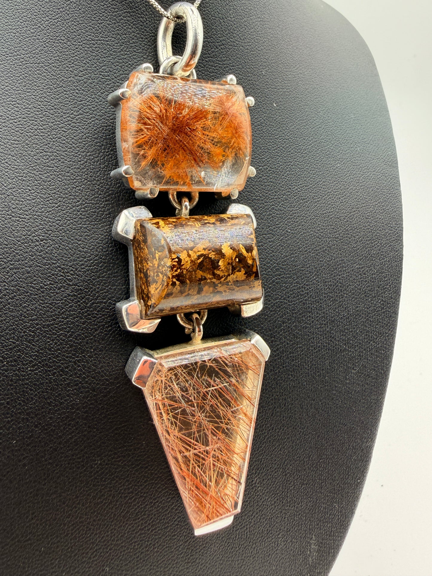 Rainbow Rutile in Quartz Pendants