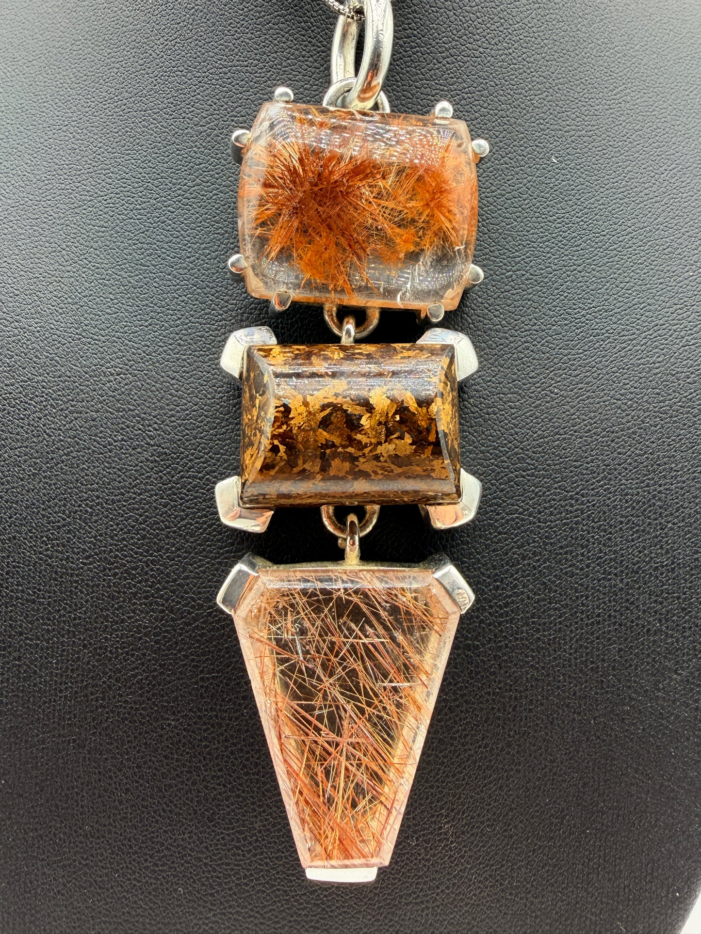 Rainbow Rutile in Quartz Pendants