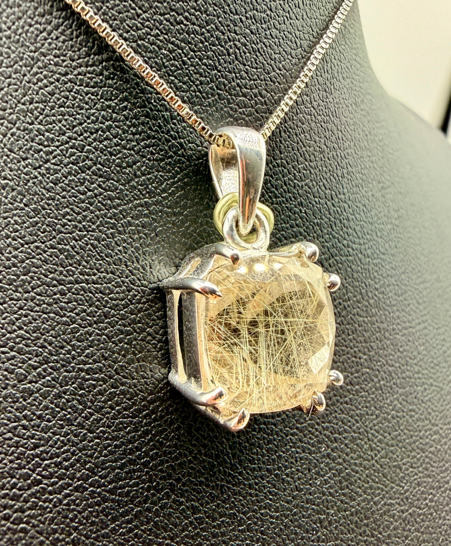 Gold Rutile in Quartz Pendants
