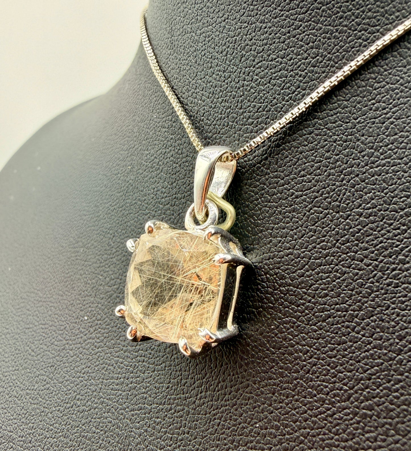 Gold Rutile in Quartz Pendants