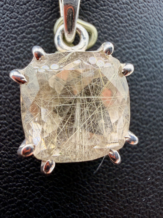 Gold Rutile in Quartz Pendants