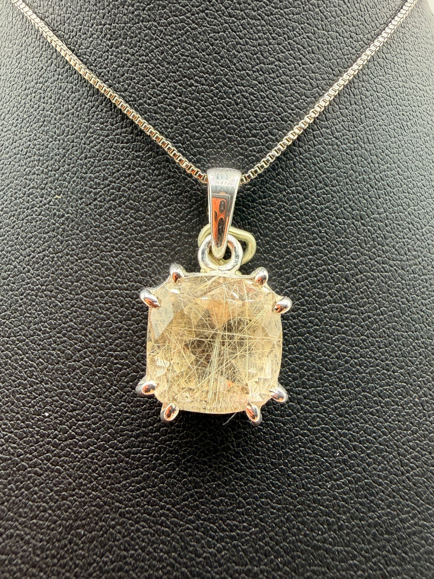 Gold Rutile in Quartz Pendants
