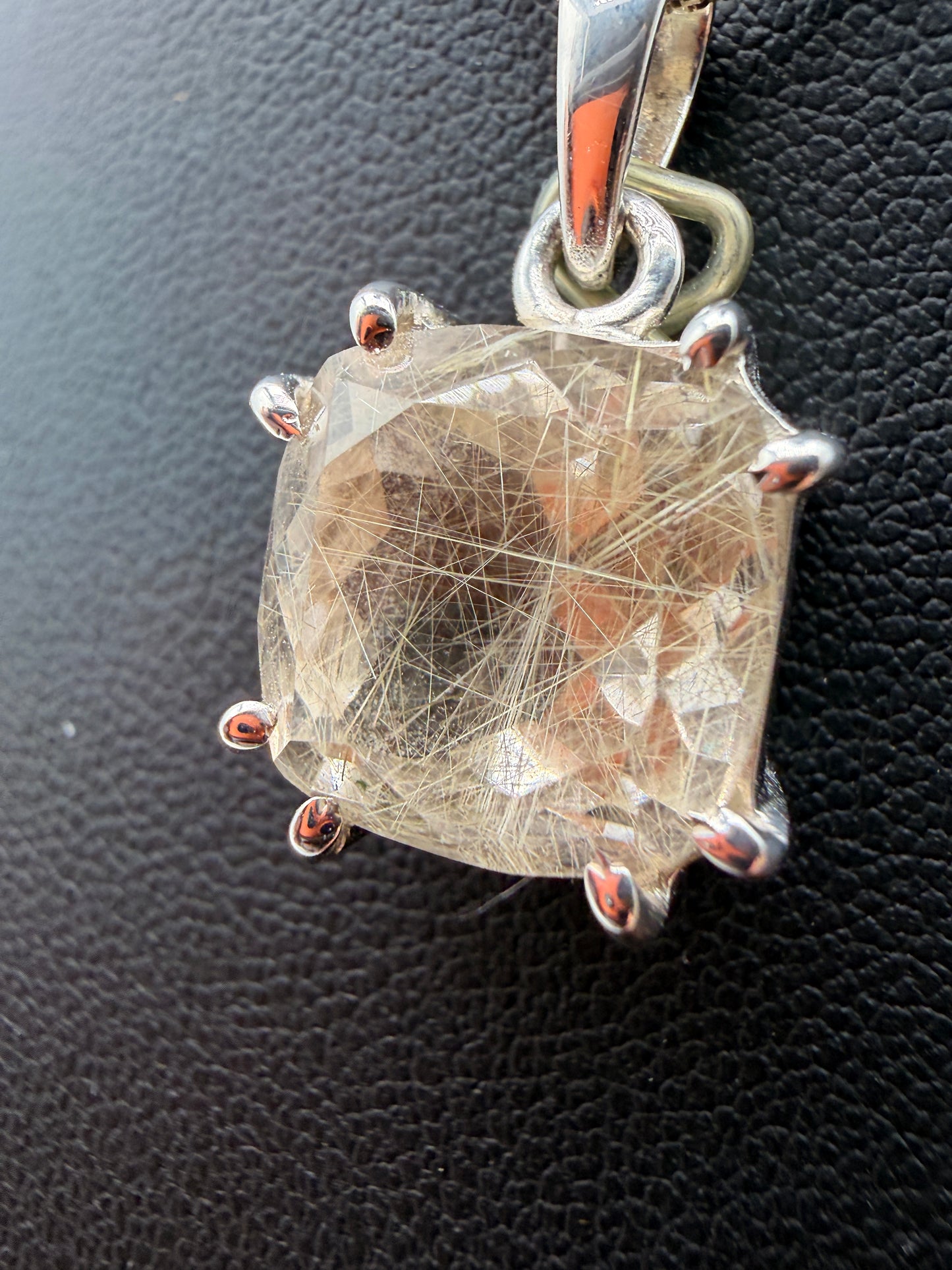 Gold Rutile in Quartz Pendants