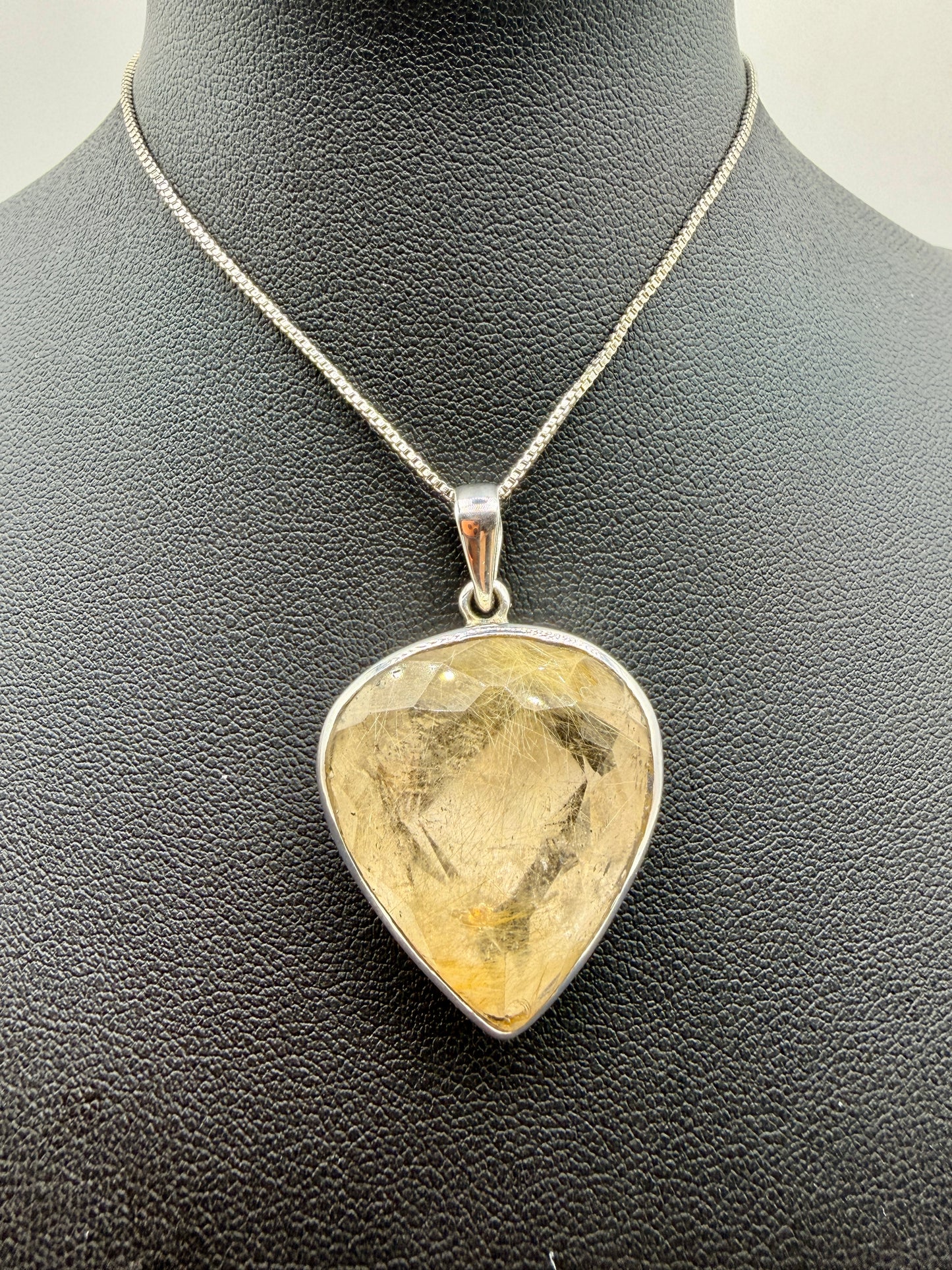 Gold Rutile in Quartz Pendants