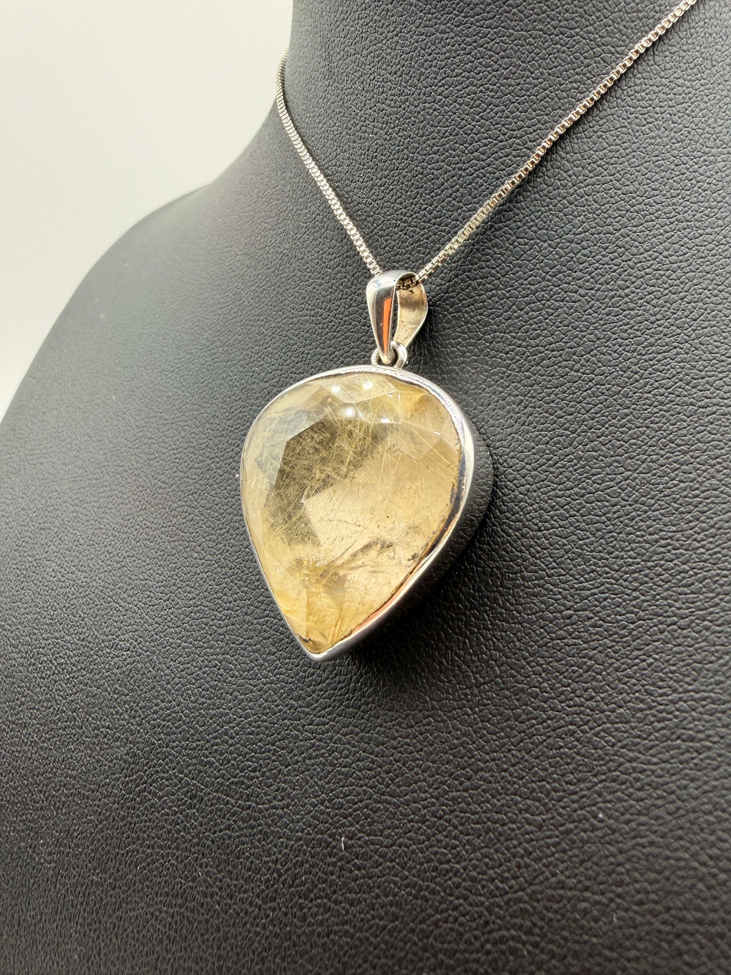 Gold Rutile in Quartz Pendants