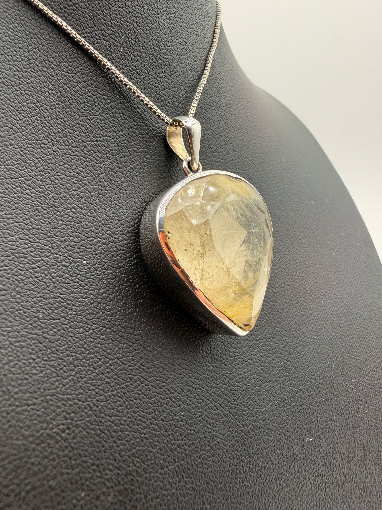 Gold Rutile in Quartz Pendants
