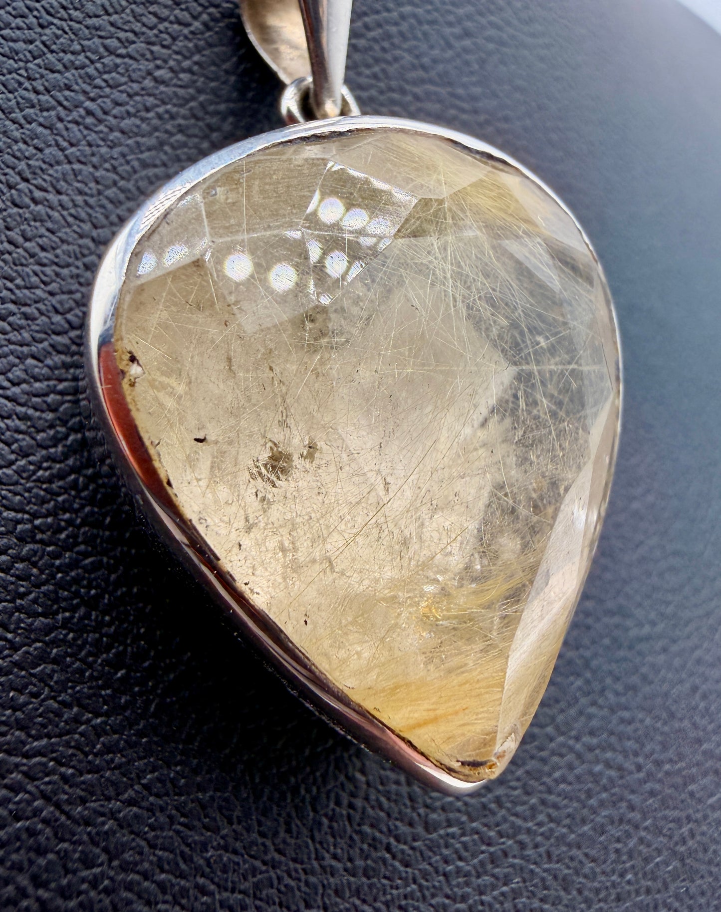 Gold Rutile in Quartz Pendants