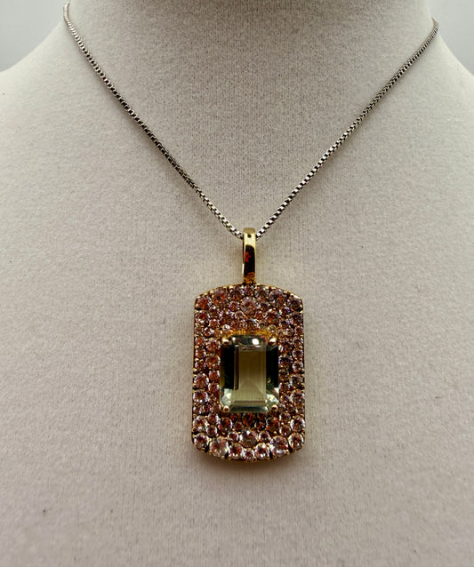 Green Apatite and Zircon Pendant