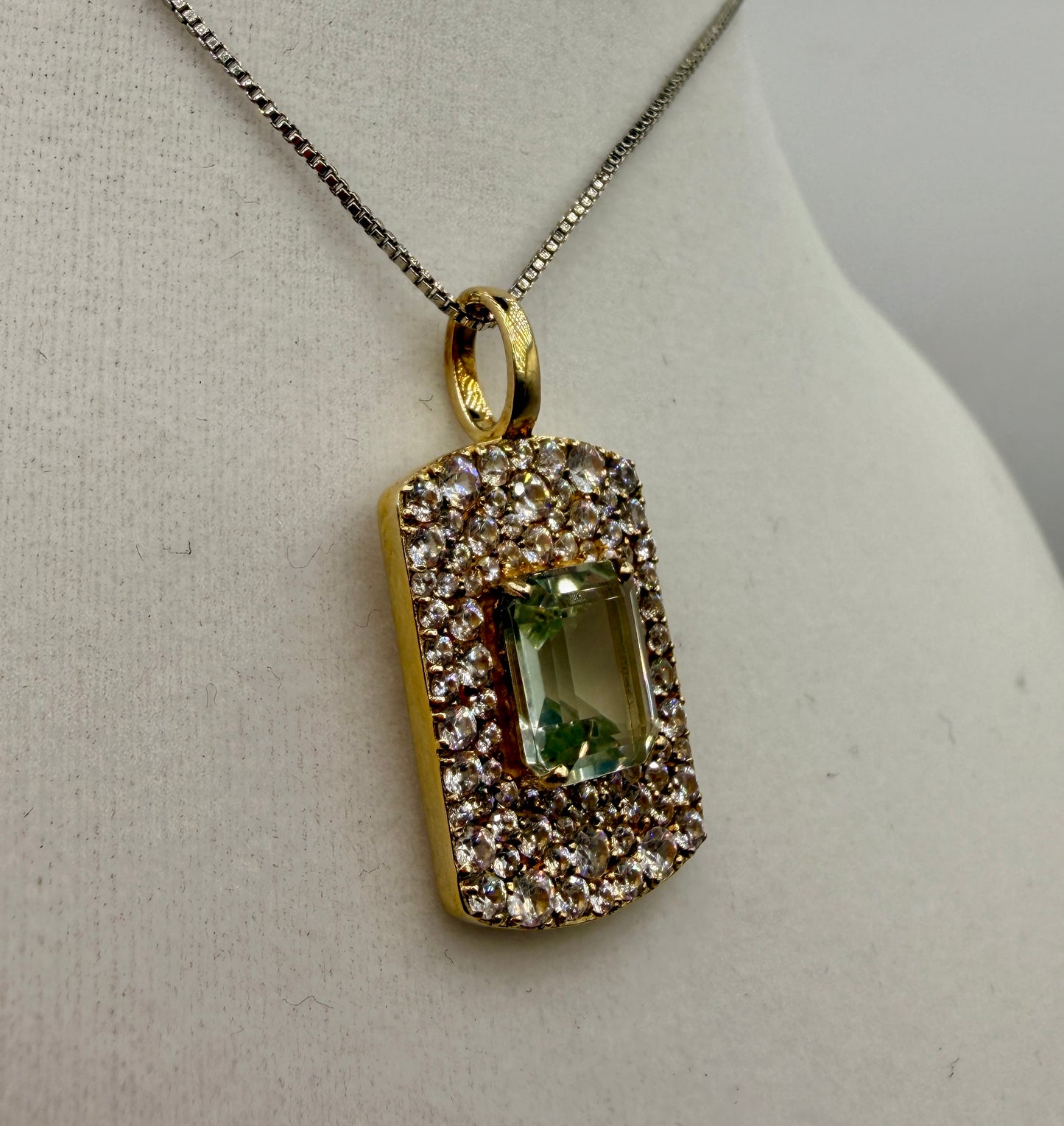 Green Apatite and Zircon Pendant