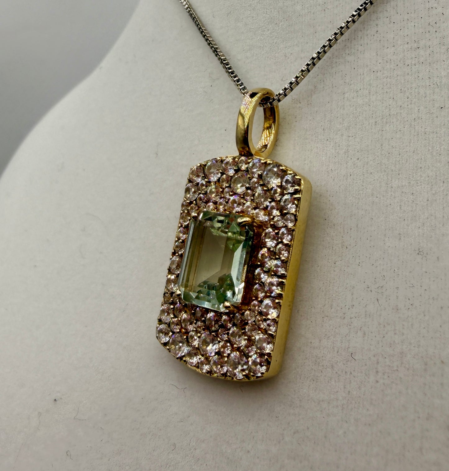 Green Apatite and Zircon Pendant