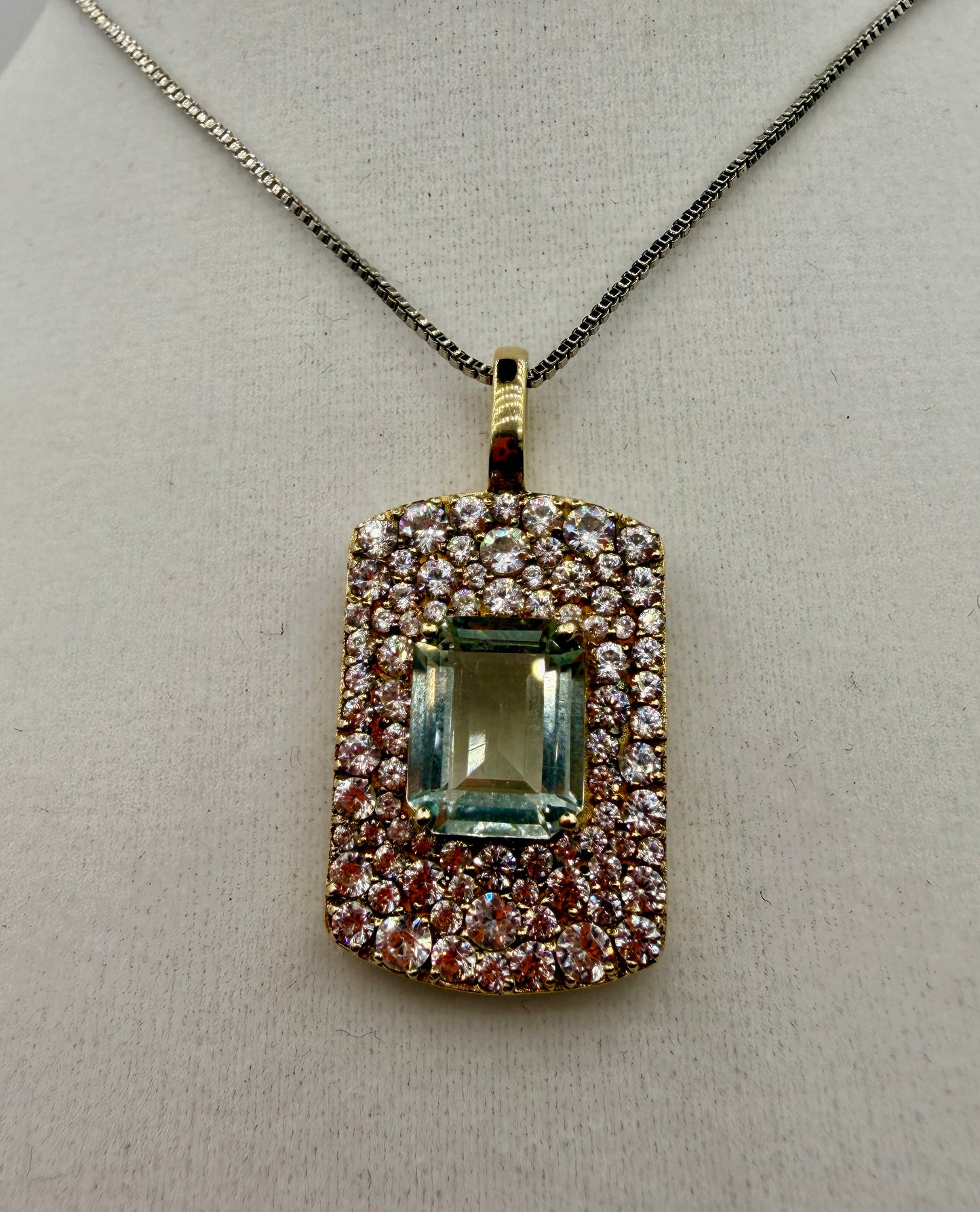 Green Apatite and Zircon Pendant