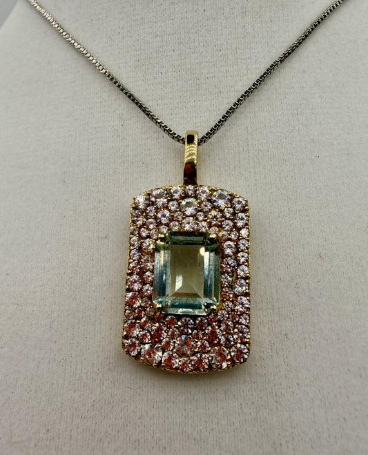 Green Apatite and Zircon Pendant