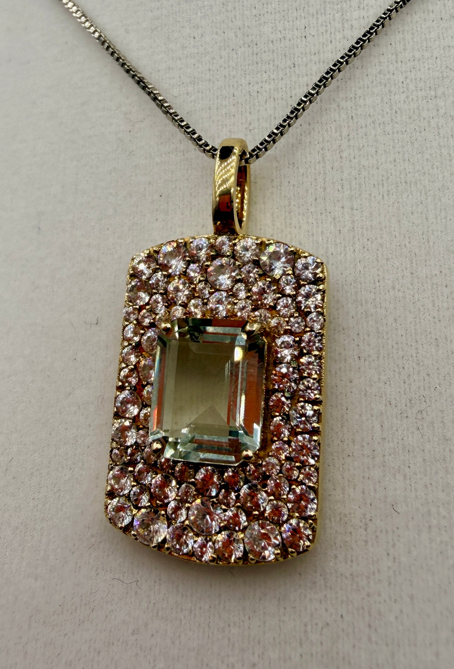 Green Apatite and Zircon Pendant