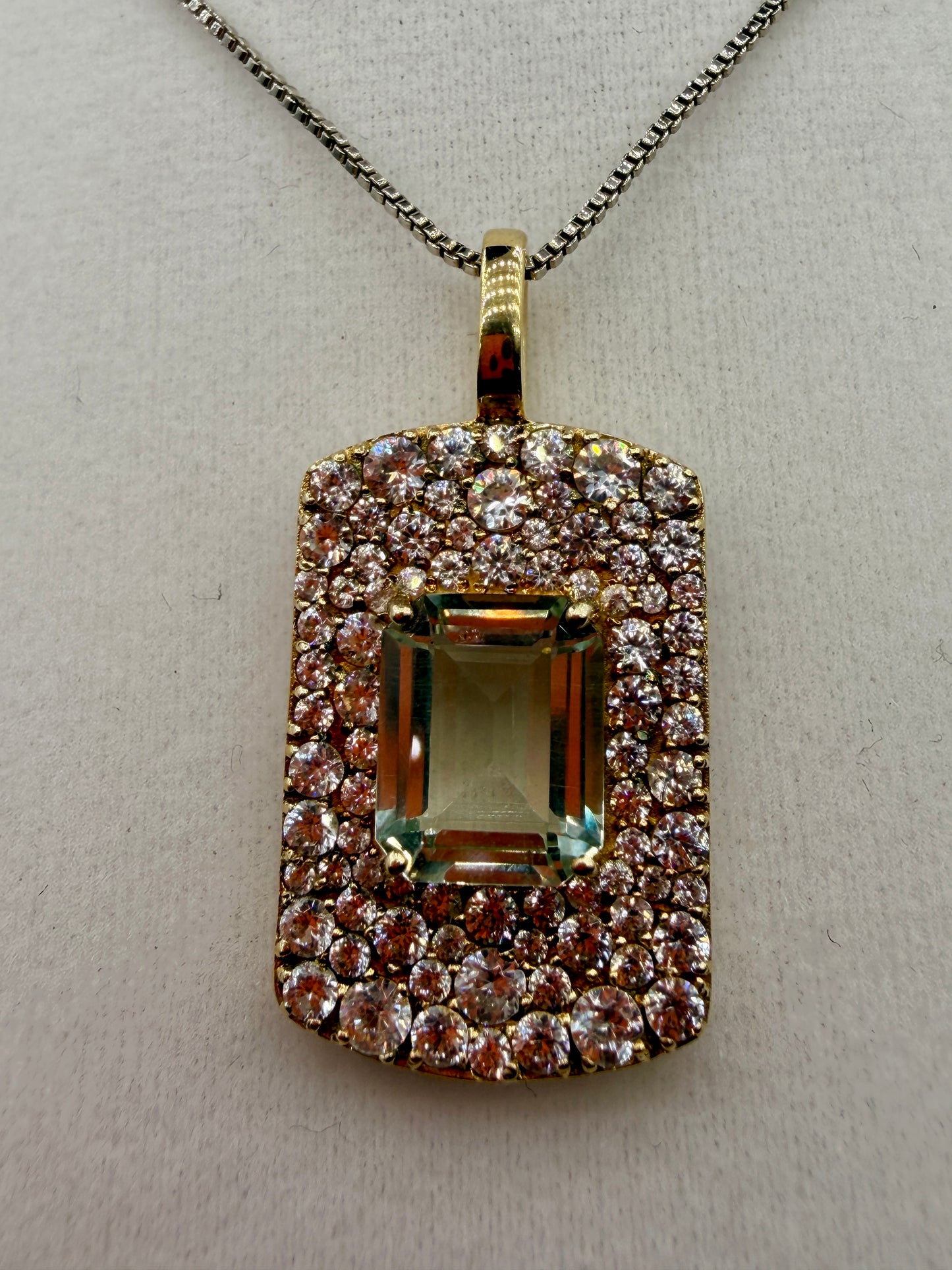 Green Apatite and Zircon Pendant