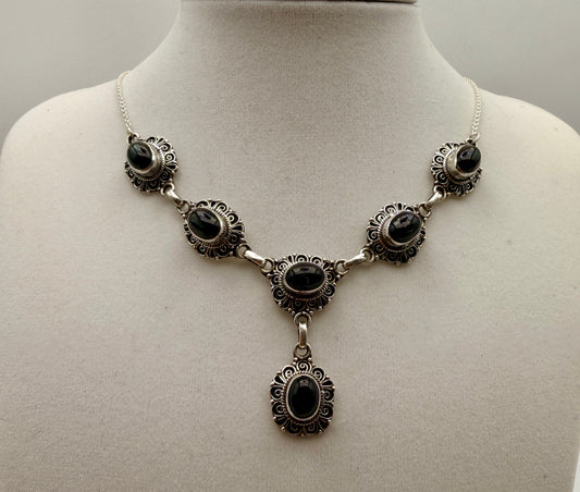 Black Star Sapphire Lariat Necklace