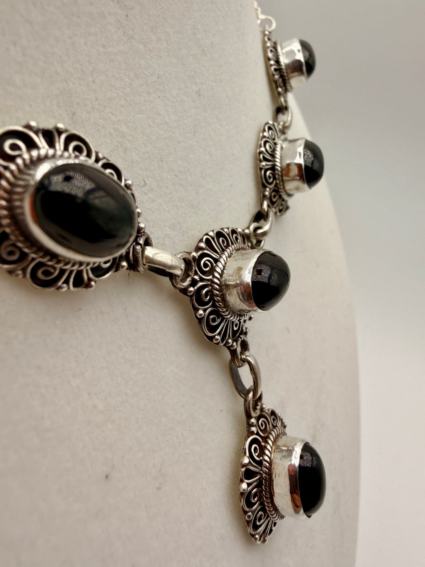 Black Star Sapphire Lariat Necklace