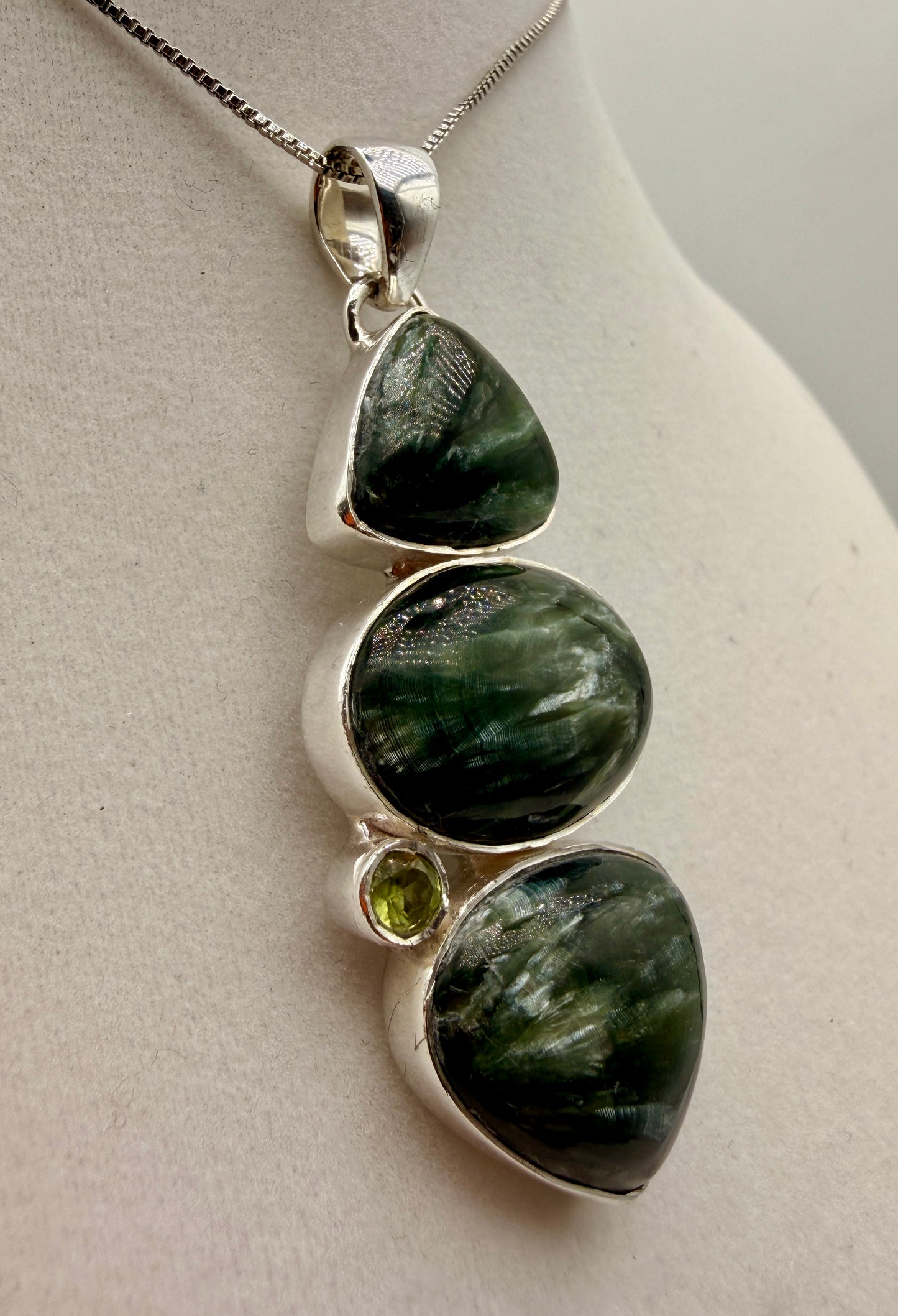 Seraphinite and Peridot Pendant