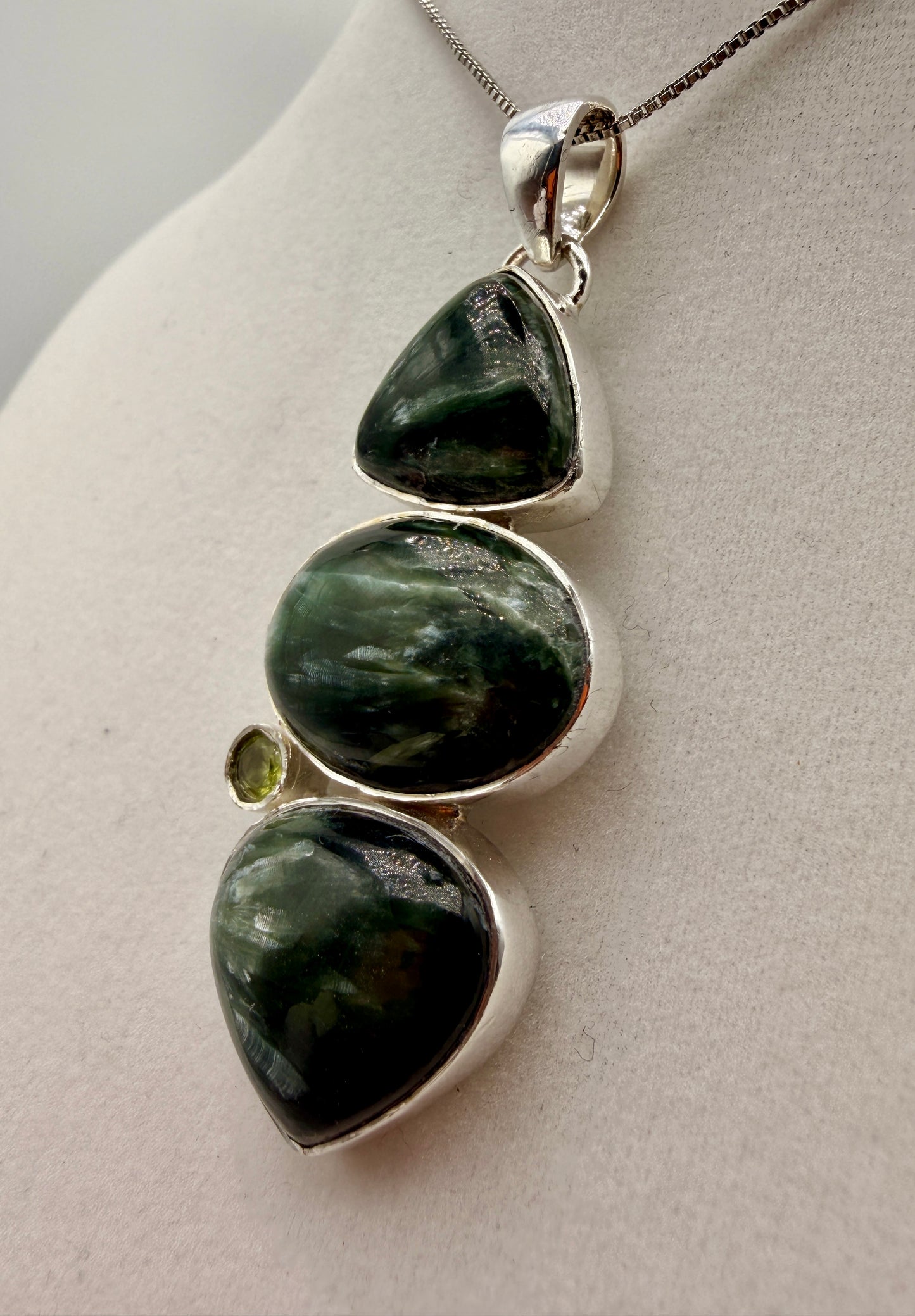 Seraphinite and Peridot Pendant
