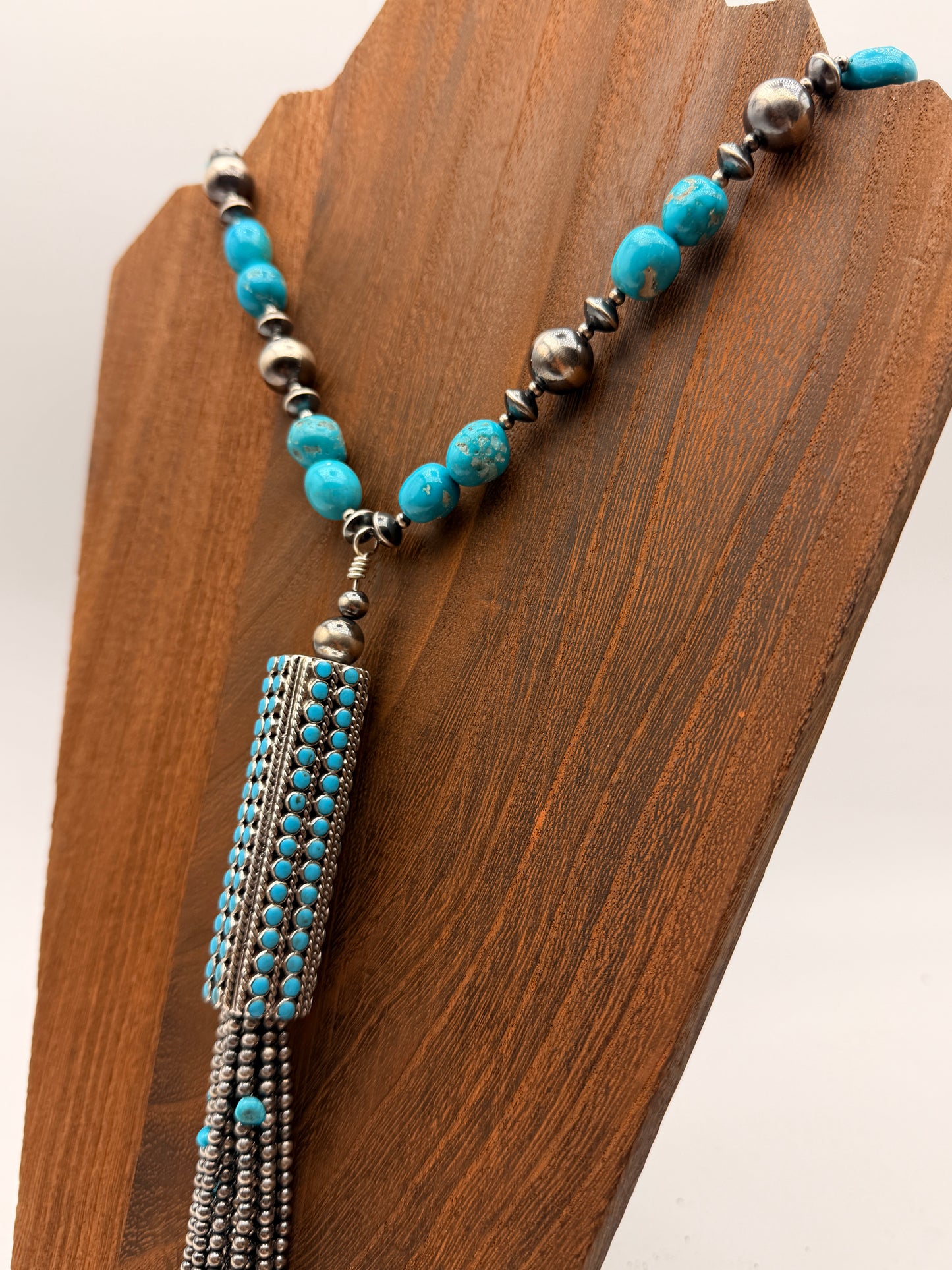 White Water Turquoise Nugget Lariat Necklace