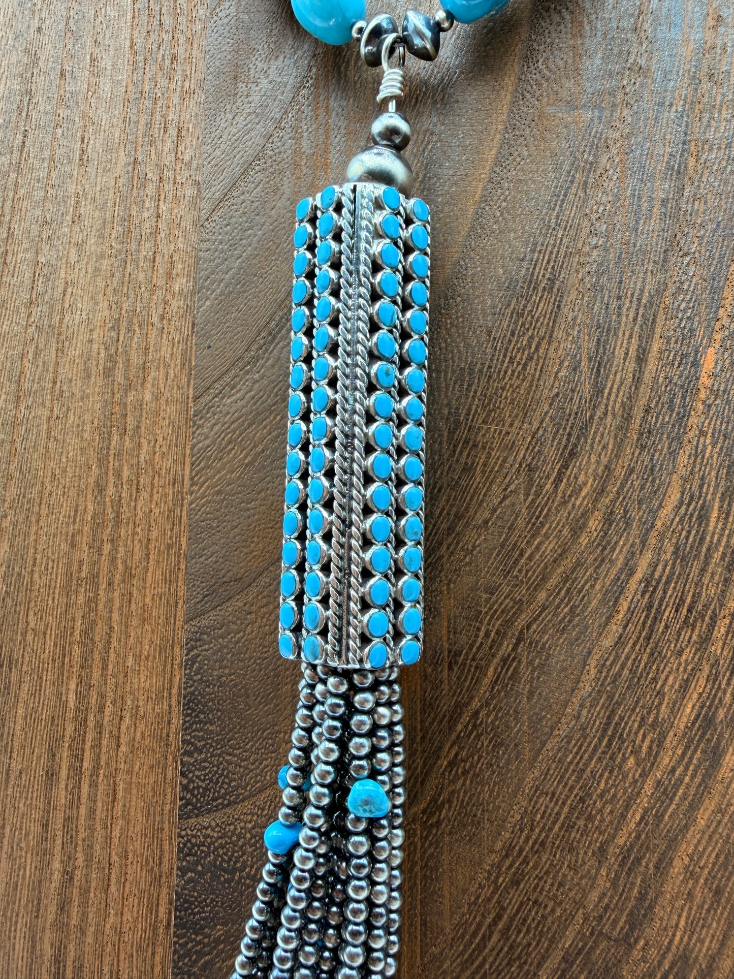 White Water Turquoise Nugget Lariat Necklace
