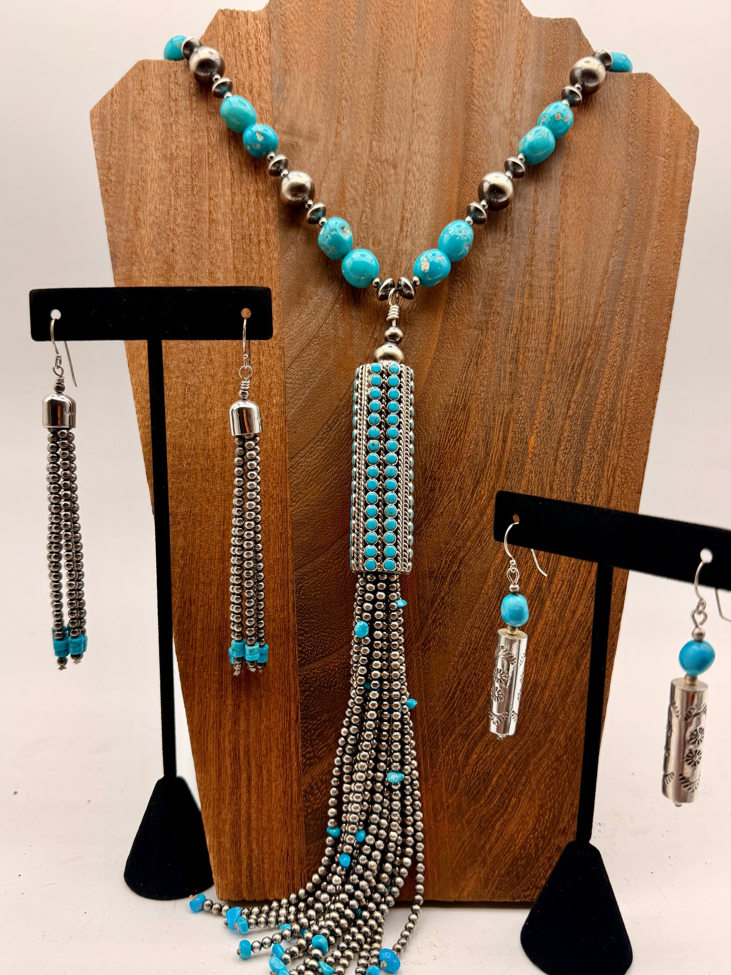 White Water Turquoise Fringe Dangle Earrings