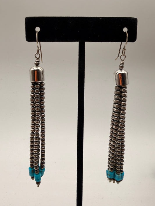 White Water Turquoise Fringe Dangle Earrings