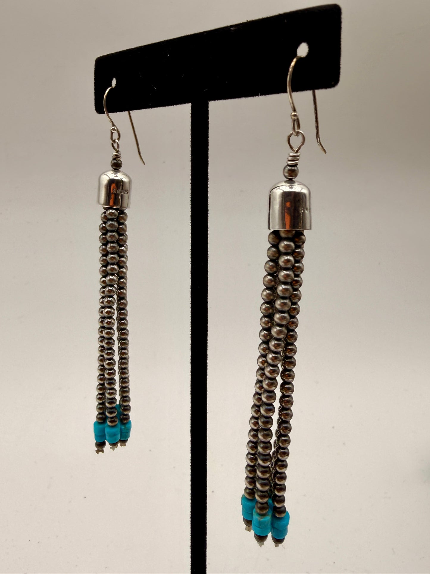 White Water Turquoise Fringe Dangle Earrings