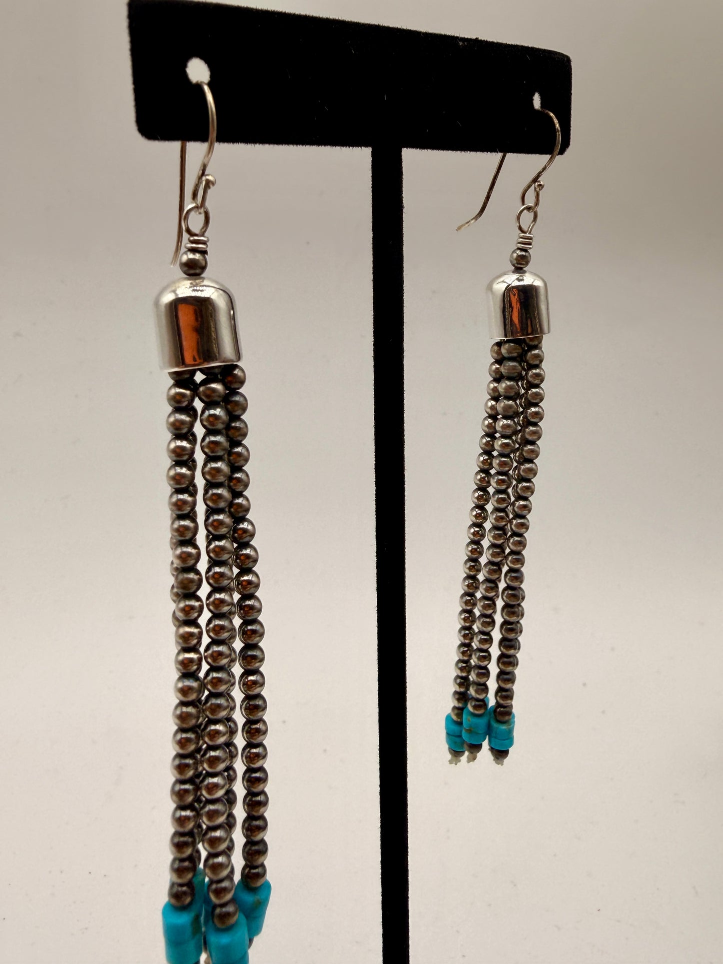 White Water Turquoise Fringe Dangle Earrings