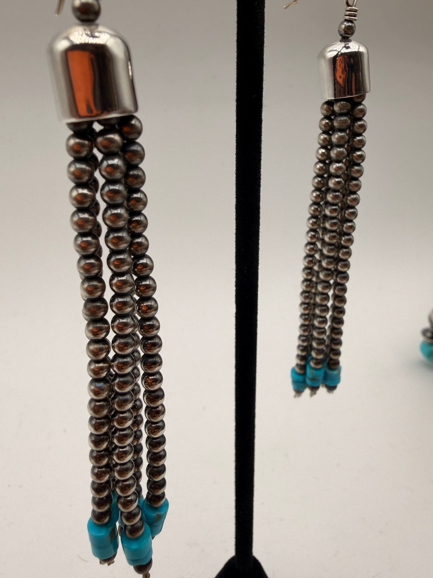 White Water Turquoise Fringe Dangle Earrings
